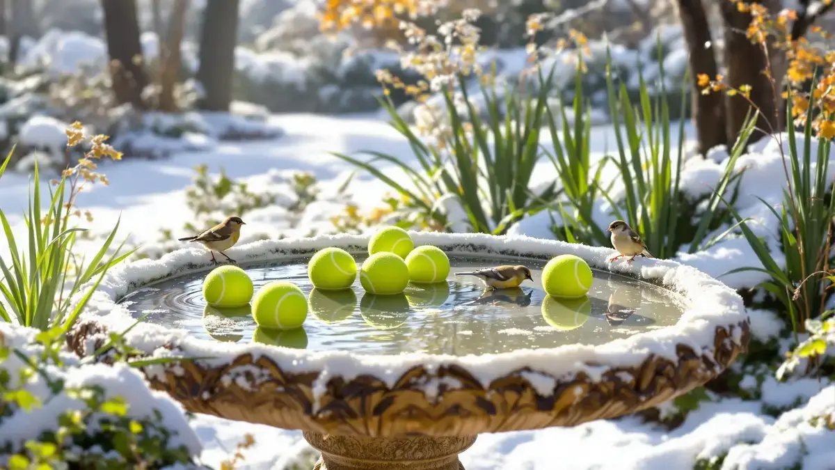 Tennisballen in de tuin in de winter, een onbekende (en effectieve) tip die veel door Engelsen wordt gebruikt